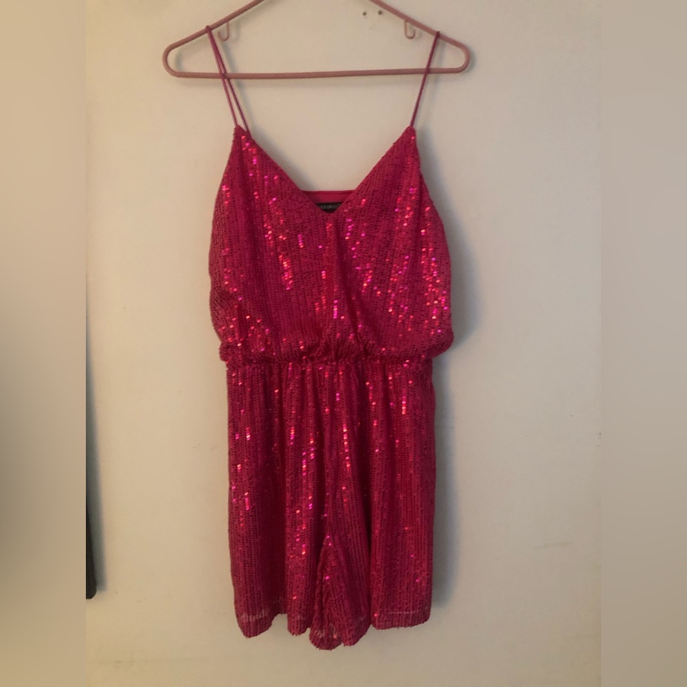 Hot pink glittery romper!
